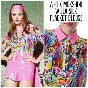 Alice & Olivia Willa blouse collab + Mokshini XS